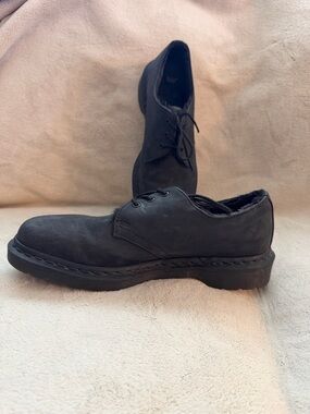 Dr. Martens Black Lace-Up Women's Flats - Fur Lined